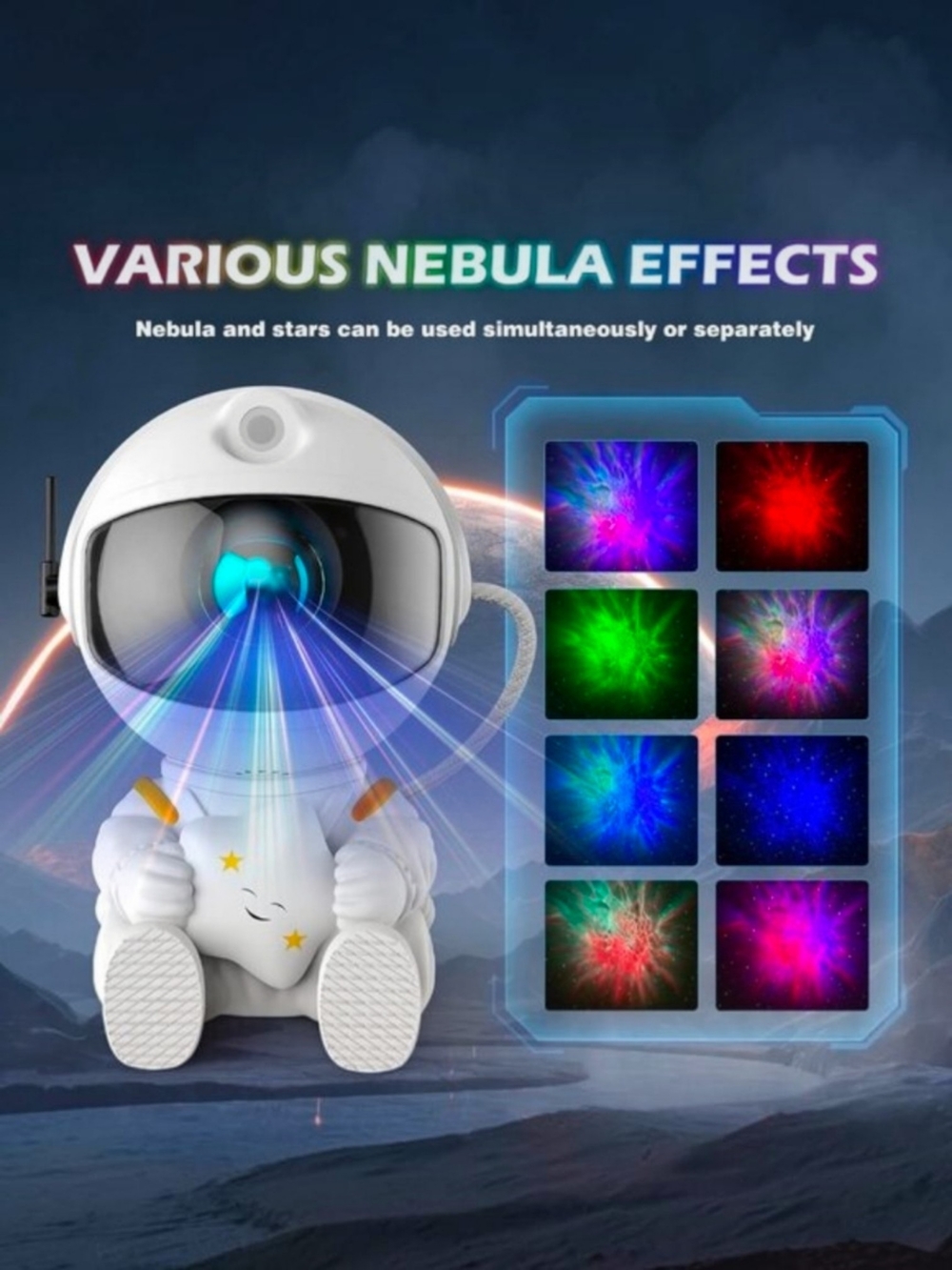White Astronaut Nebula Projector Night Light / Lighting Show Effects NIB!